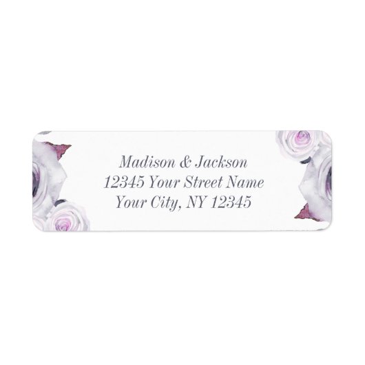 Lavendel & Grijs Bloemen Bruiloft Retouradres Etiket (Voorkant)