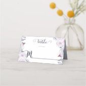 Lavendel & Grijs Bloemenkrans Tafelnummer Plaatskaartje (Voorkant)