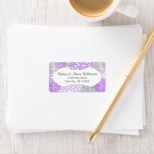 Lavendel grijs Dahlia bruiloft bruids Baby shower Etiket (Insitu)