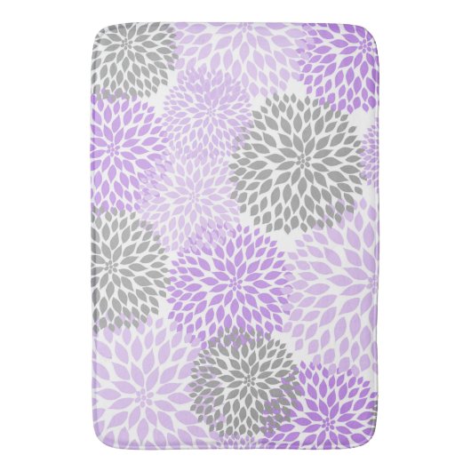 Lavendel Grijs Dahlias Bloemen Bloemen Bloemen Badmat (Voorkant Verticaal)