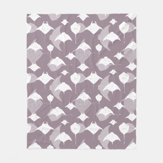 Lavendel Grijs en Wit Manta Ray en Stingray Fleece Deken (Voorkant)