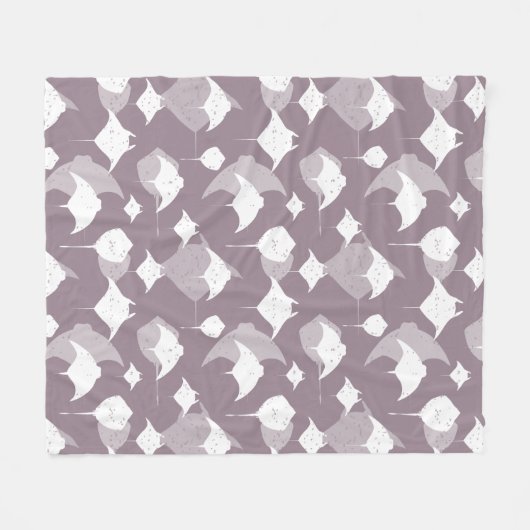 Lavendel Grijs en Wit Manta Ray en Stingray Fleece Deken (Voorkant (Horizontaal))