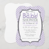 Lavendel Grijs Herringbone Baby Douche Uitnodiging (Voorkant / Achterkant)