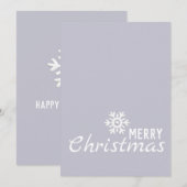 Lavendel Grijs Kerstkaart Witte Sneeuwvlok (Voorkant / Achterkant)