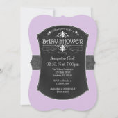 Lavendel grijs krijtbord Baby shower uitnodiging (Voorkant)