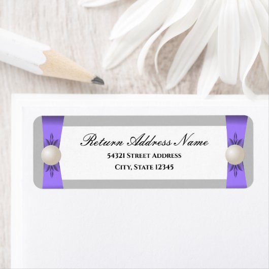 Lavendel & Grijs Parel Lint Bruiloft Etiket (Insitu)