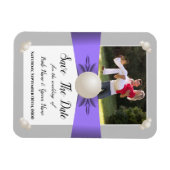 Lavendel & Grijs Parel Lint Foto Opslaan De Datum Magneet (Horizontaal)