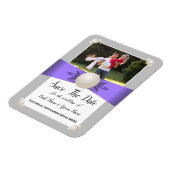 Lavendel & Grijs Parel Lint Foto Opslaan De Datum Magneet (Linkerzijde)