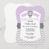 Lavendel Grijs Polka Dot Chevron Baby shower Uitno Kaart (Voorkant / Achterkant)