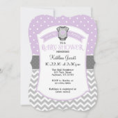 Lavendel Grijs Polka Dot Chevron Baby shower Uitno Kaart (Voorkant)