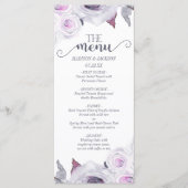 Lavendel & Grijs Roos Bloemenkrans Trouwmenu Menu (Voorkant)