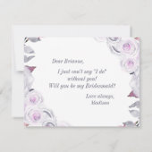 Lavendel & Grijze Bloemen Wil jij mijn bruidsmeisj Kaart (Achterkant)