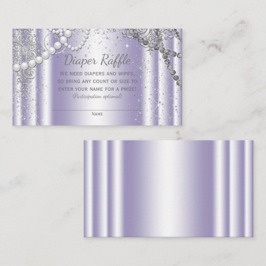 Lavendel Grijze Luier Raffle Tickets Informatiekaartje (Voorkant / Achterkant)