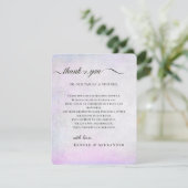 Lavendel Grijze Ontvangst Tafel Dank u Bedankkaart (Staand voorkant)
