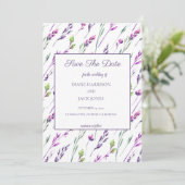 Lavendel & Groen Aquarel Save-the-Date Bruiloft Kaart (Staand voorkant)