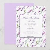 Lavendel & Groen Aquarel Save-the-Date Bruiloft Kaart (Voorkant / Achterkant)