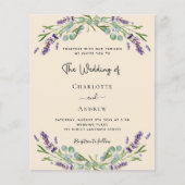 Lavendel groen beige budget bruiloft uitnodiging (Voorkant)