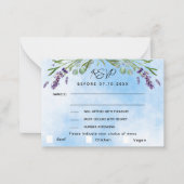Lavendel groen blauw menu bruiloft reactie RSVP (Voorkant)