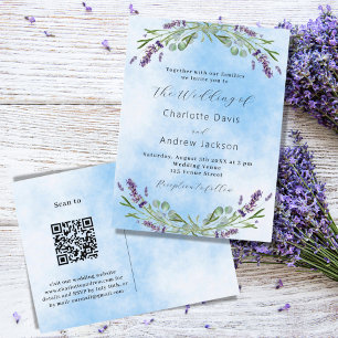 Lavendel groen blauw QR code bruiloft Uitnodiging Briefkaart