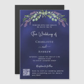 Lavendel groen blauw QR RSVP luxe bruiloft Magnetische Uitnodiging (Voorkant / Achterkant)