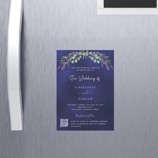 Lavendel groen blauw QR RSVP luxe bruiloft Magnetische Uitnodiging