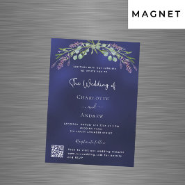 Lavendel groen blauw QR RSVP luxe bruiloft Magnetische Uitnodiging