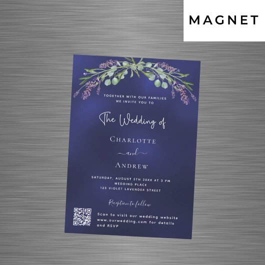 Lavendel groen blauw QR RSVP luxe bruiloft Magnetische Uitnodiging