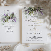Lavendel groen bruiloft gouden folie accenten folie uitnodiging