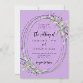 Lavendel groen bruiloft kaart (Voorkant)