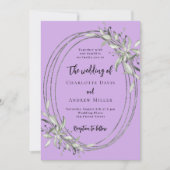 Lavendel groen bruiloft kaart (Voorkant)