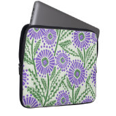 Lavendel groen en wit blokdruk bloem laptop sleeve (Voorkant Rechts)