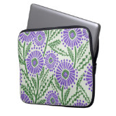 Lavendel groen en wit blokdruk bloem laptop sleeve (Voorkant Links)