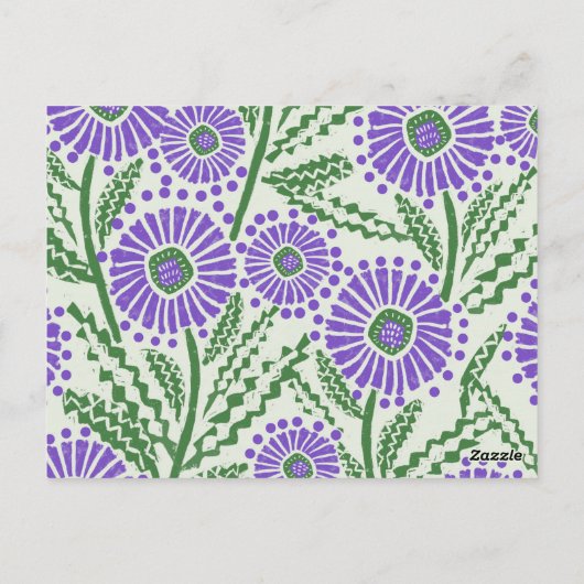 Lavendel groen en wit blokdruk briefkaart (Achterkant)