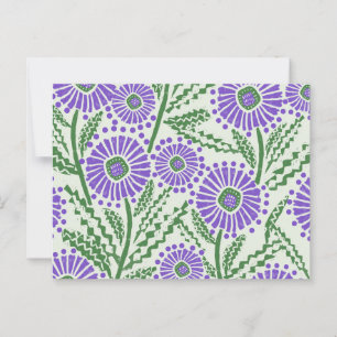 Lavendel groen en wit blokdruk briefkaart