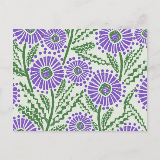 Lavendel groen en wit blokdruk briefkaart (Voorkant)