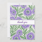 Lavendel, groen en wit blokdruk geïnspireerd bedankkaart (Voorkant)
