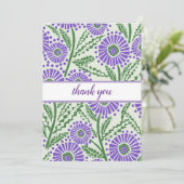 Lavendel, groen en wit blokdruk geïnspireerd bedankkaart (Staand voorkant)