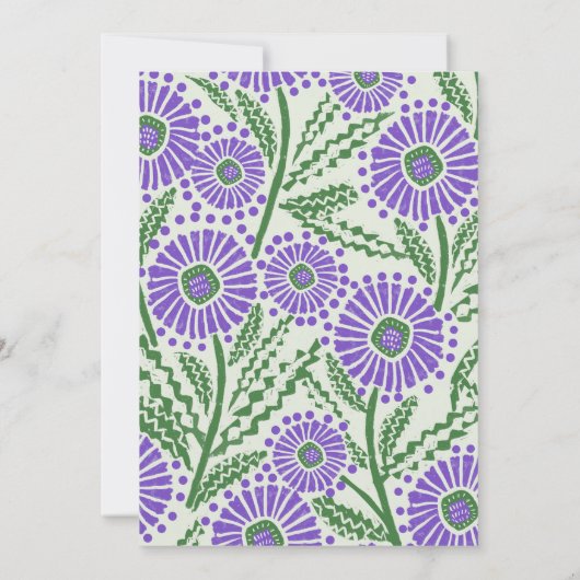 Lavendel, groen en wit blokdruk geïnspireerd bedankkaart (Achterkant)