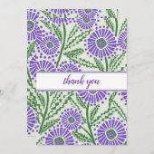 Lavendel, groen en wit blokdruk geïnspireerd bedankkaart (Voorkant / Achterkant)