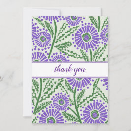 Lavendel, groen en wit blokdruk geïnspireerd bedankkaart