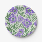 Lavendel groen en wit blokdruk papieren bordje (Voorkant)
