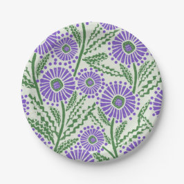 Lavendel groen en wit blokdruk papieren bordje