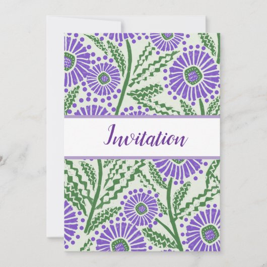 Lavendel, groen en wit blokontwerp kaart (Voorkant)