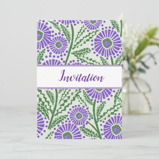 Lavendel, groen en wit blokontwerp kaart (Staand voorkant)