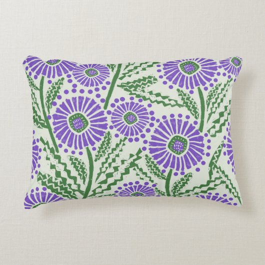 Lavendel, groen en wit Modern Block Print Design Accent Kussen (Voorkant)