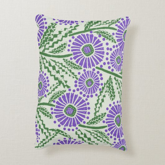 Lavendel, groen en wit Modern Block Print Design Accent Kussen (Achterkant (Verticaal))