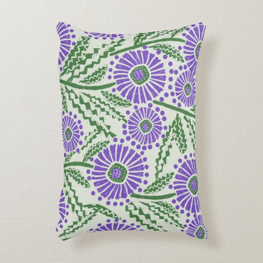 Lavendel, groen en wit Modern Block Print Design Accent Kussen (Voorkant(Verticaal))