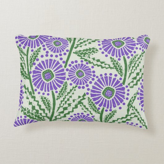Lavendel, groen en wit Modern Block Print Design Accent Kussen (Achterkant)