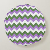 Lavendel, Groen en Witte Chevron Zigzag Rond Kussen (Achterkant)