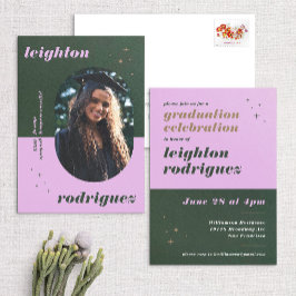 Lavendel & Groen Foto Afstudeerder Uitnodigen & Aa Kaart